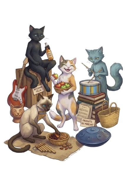 Groupe de chats musiciens du Festichat'